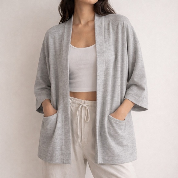 Wilfred Free Light Grey Open Front Cardigan w Pockets | Aritzia - Picture 6 of 6
